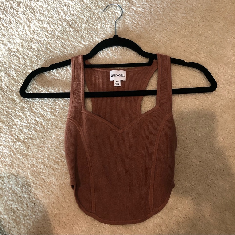 Aritzia Sundeh Cropped Knitted Bustier Top